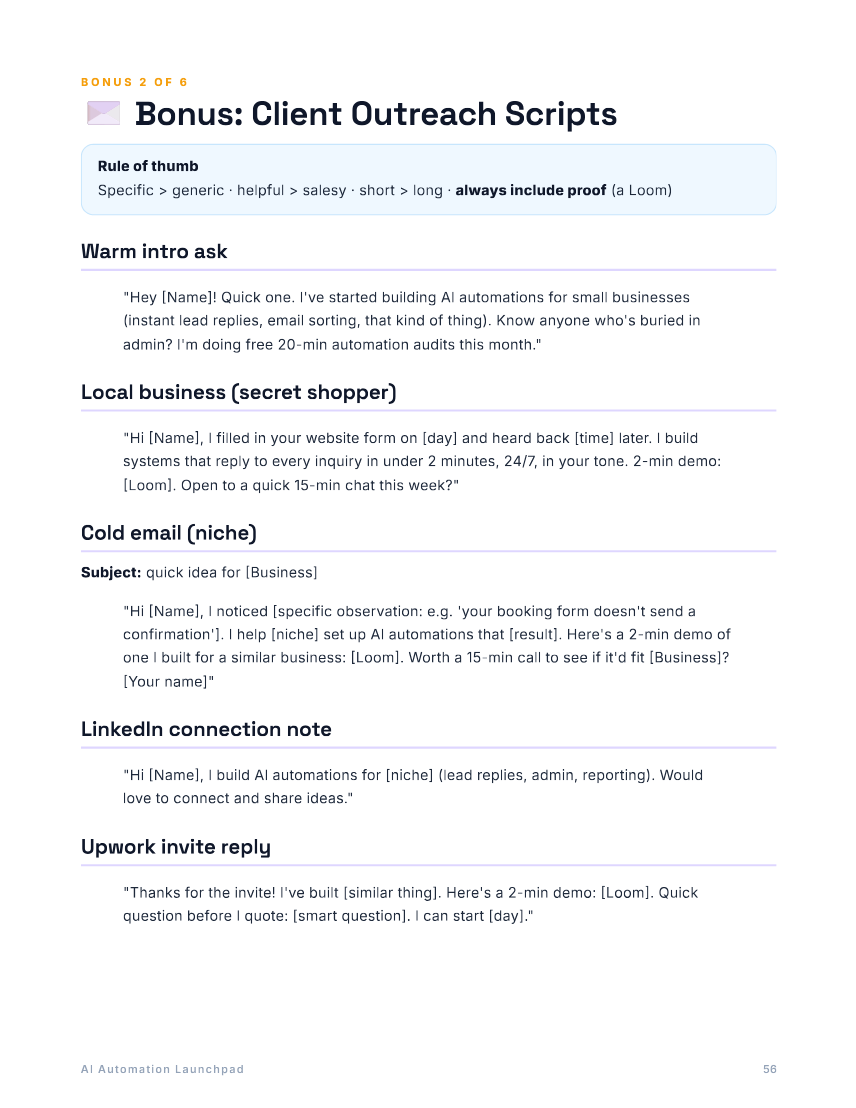 Bonus: client outreach scripts
